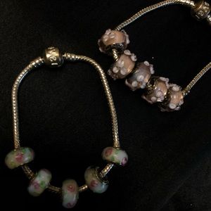 Pandora Charm Bracelet 5 Glass Beads $30 each